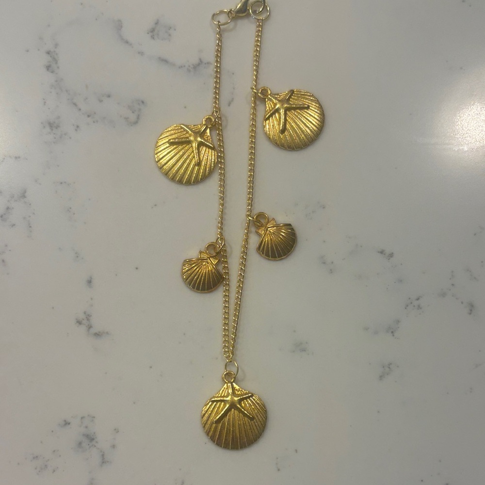 Homemade Gold Seashell Charm Bracelet